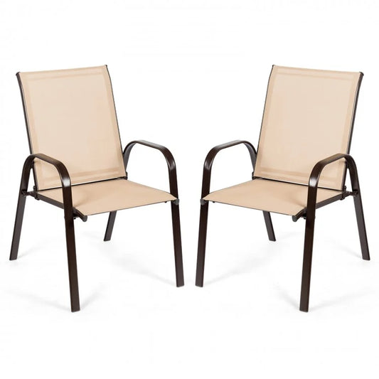 2 Pieces Patio Outdoor Dining Chair with Armrest