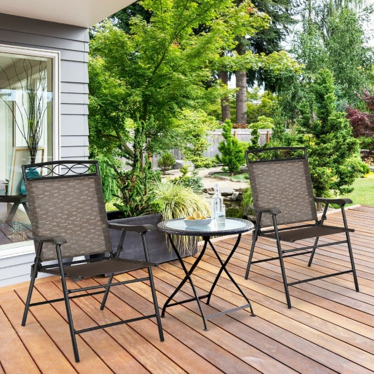 Ensemble de 2 chaises pliantes pour patio Ensemble de chaises de salle à manger portables avec accoudoirs