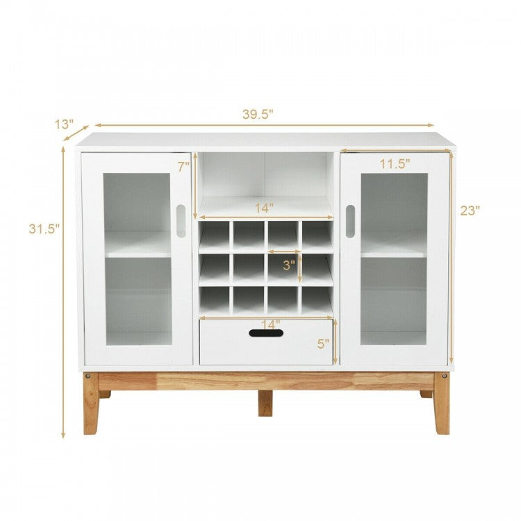 Armoire à vin en bois Buffet Console Serveur-Blanc