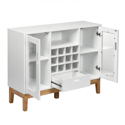 Armoire à vin en bois Buffet Console Serveur-Blanc