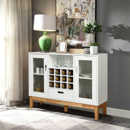 Armoire à vin en bois Buffet Console Serveur-Blanc