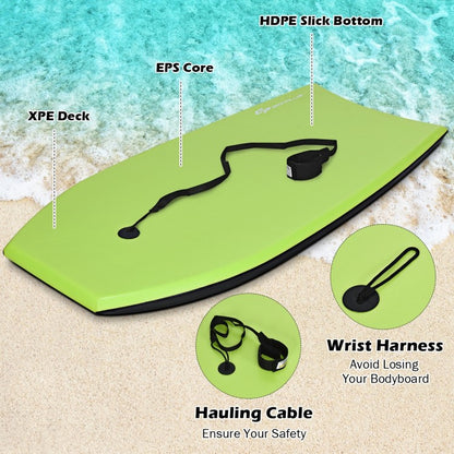 Super Surfing  Lightweight Bodyboard with Leash