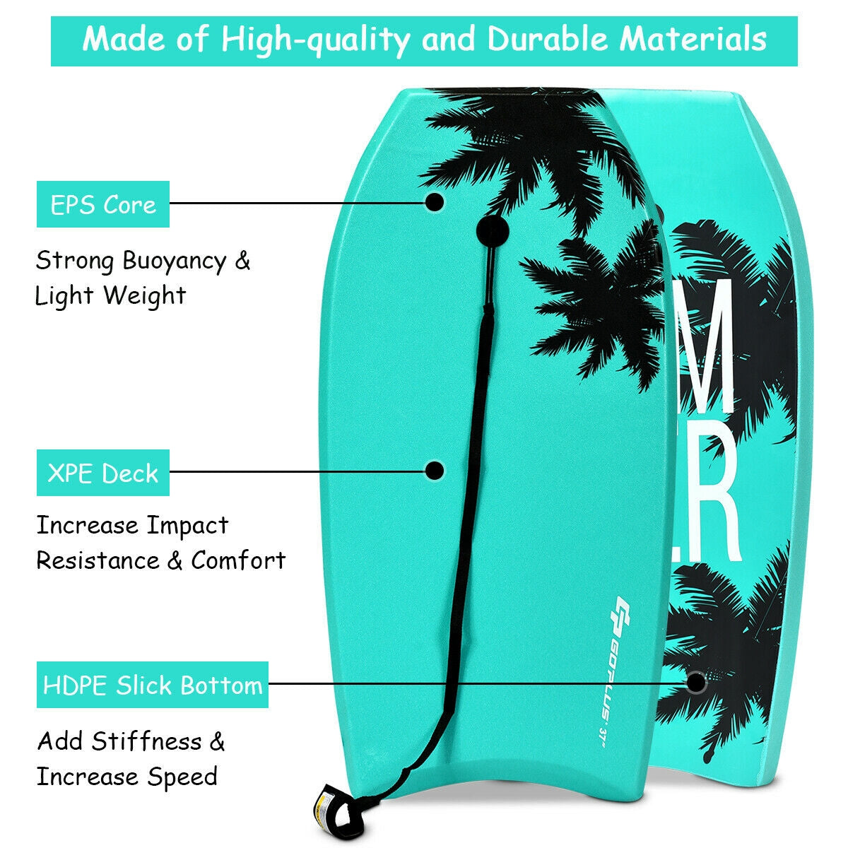 Bodyboard de surf léger de 33 pouces/37 pouces/41 pouces