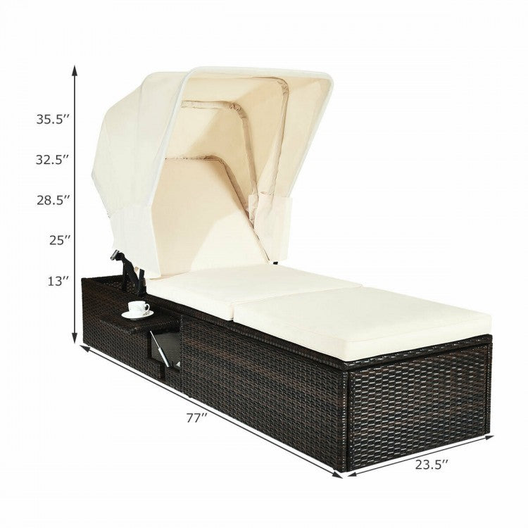 Chaise longue d'extérieur avec auvent pliable