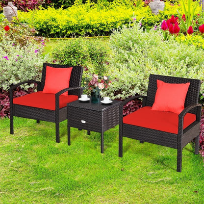 Ensemble de canapé en rotin PE 3 pièces avec coussin lavable et amovible pour patio