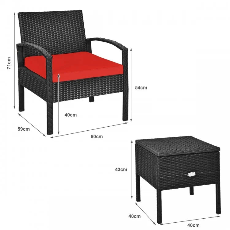 Ensemble de canapé en rotin PE 3 pièces avec coussin lavable et amovible pour patio