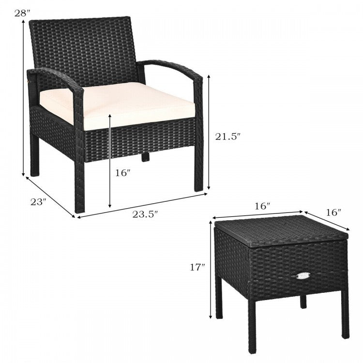 Ensemble de canapé en rotin PE 3 pièces avec coussin lavable et amovible pour patio