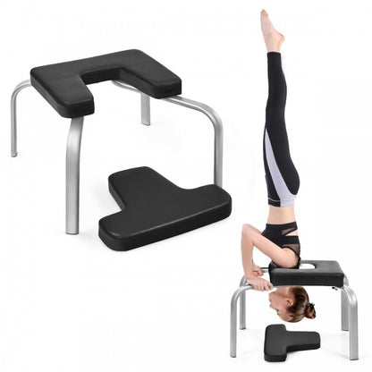 Yoga Iron Headstand Bench with PVC Pads for Family Gym-Black