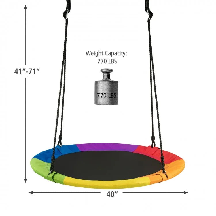 Balançoire d'arbre soucoupe volante de 40 pouces 770 lb, cadeau pour enfants avec 2 sangles de suspension d'arbre