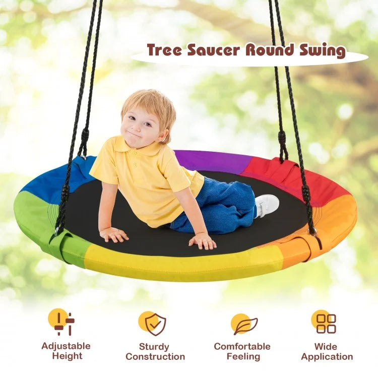 40 Inch 770 lbs Flying Saucer Tree Swing Kids Gift with 2 Tree Hanging Straps