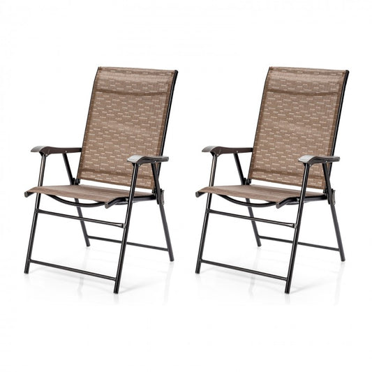 Lot de 2 chaises pliantes d'extérieur avec accoudoirs pour jardin de camping