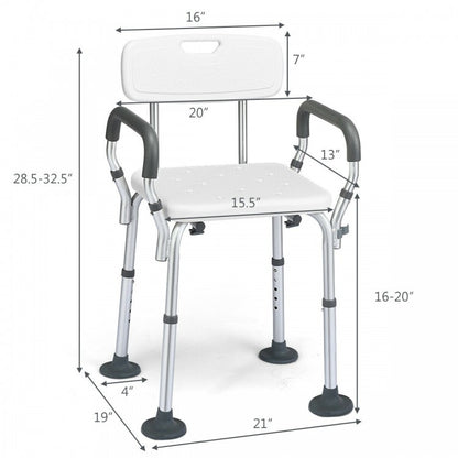 Chaise de douche baignoire spa avec accoudoirs et dossier amovibles