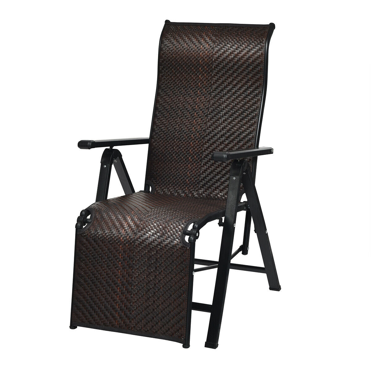 Fauteuil inclinable pliable en rotin réglable avec dossier pour patio