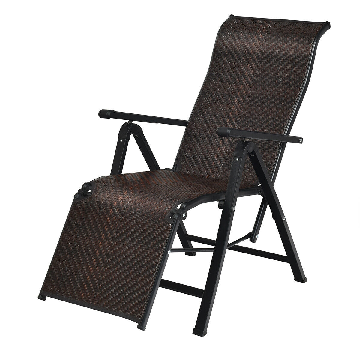 Fauteuil inclinable pliable en rotin réglable avec dossier pour patio