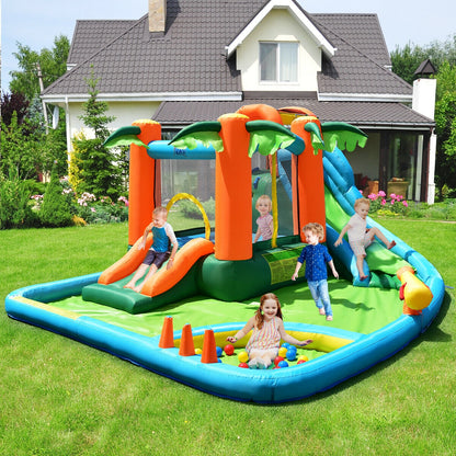 7-in-1 Inflatable Slide Bouncer with Two Slides