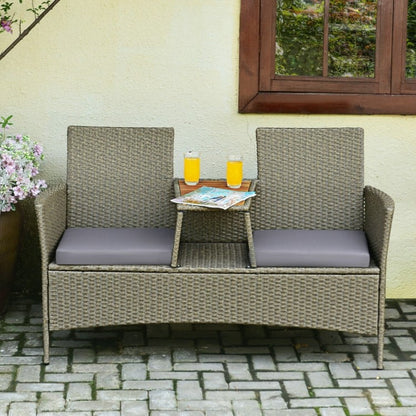 Ensemble de meubles de patio en rotin pour 2 personnes avec table basse