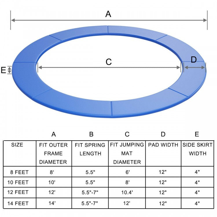 Trampoline de sécurité étanche de 10 pieds avec housse à ressort pour extérieur/intérieur