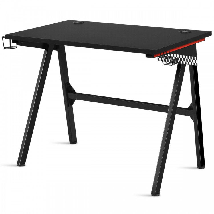 Bureau de jeu ergonomique pour ordinateur avec porte-gobelet/crochet pour casque