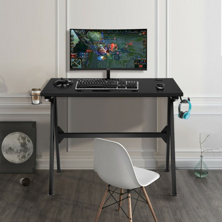 Bureau de jeu ergonomique pour ordinateur avec porte-gobelet/crochet pour casque