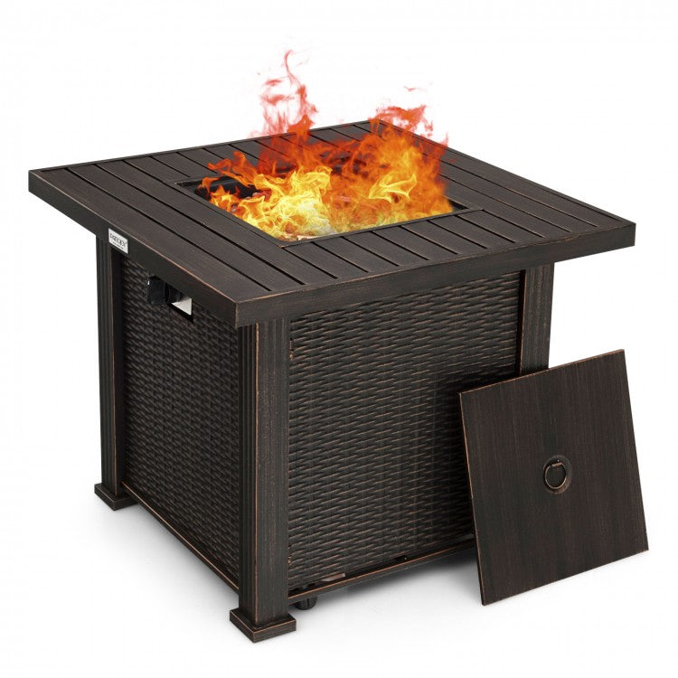 30 Inch 50000 BTU Square Propane Gas Fire Pit Table with Table Cover