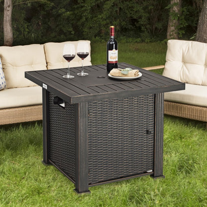 30 Inch 50000 BTU Square Propane Gas Fire Pit Table with Table Cover