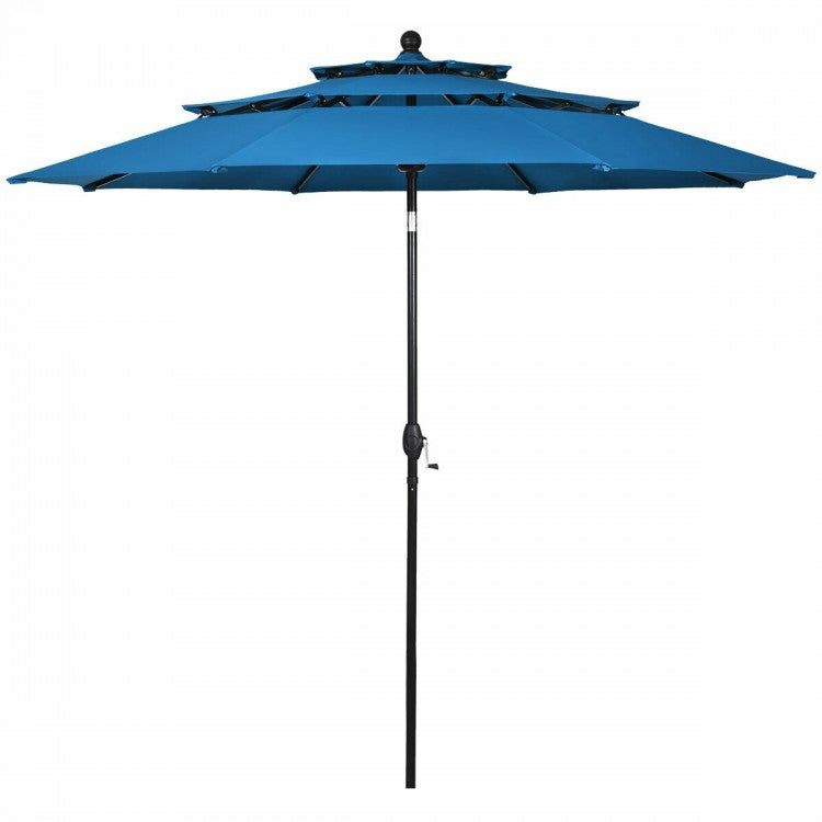 10ft 3 Tier Outdoor Patio Umbrella with Double Vented