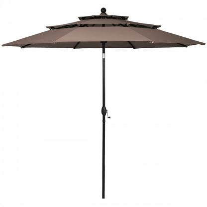 10ft 3 Tier Outdoor Patio Umbrella with Double Vented