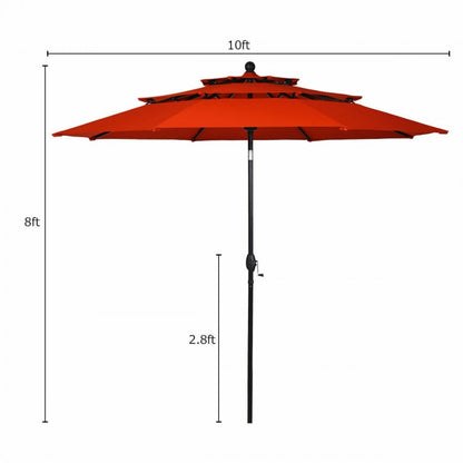 Parasol d'extérieur à 3 niveaux de 10 pieds avec double ventilation