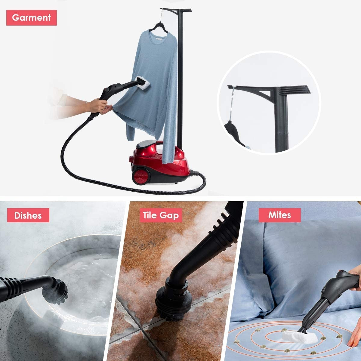 2000W Heavy Duty Multi-purpose Steam Cleaner Mop with Detachable Handheld Unit