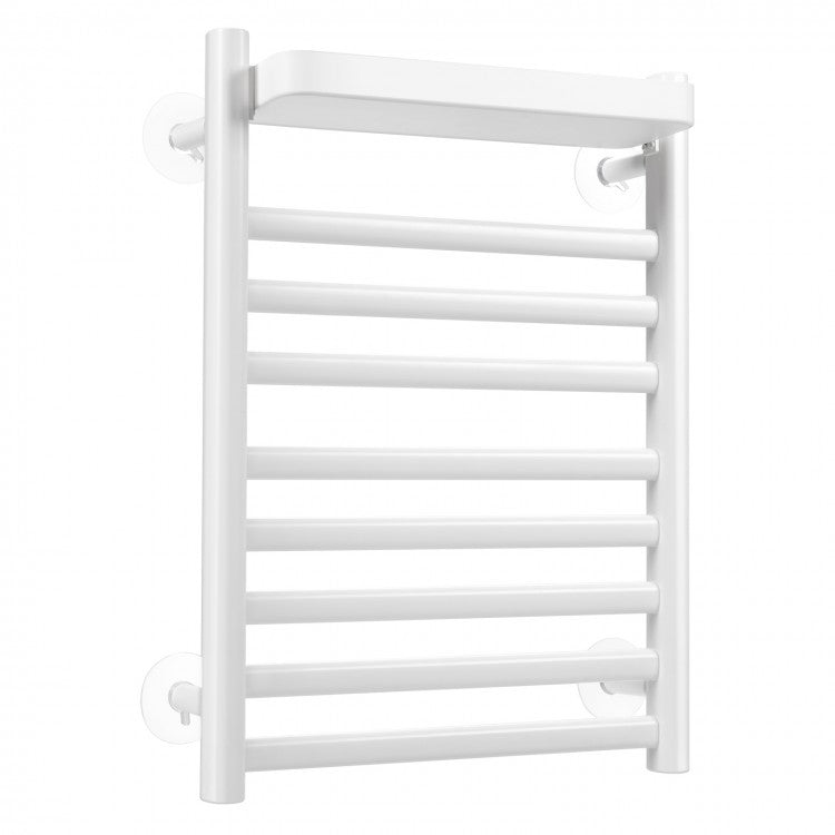 110W Electric Heated Towel Rack with Top Tray for Bathroom and Kitchen