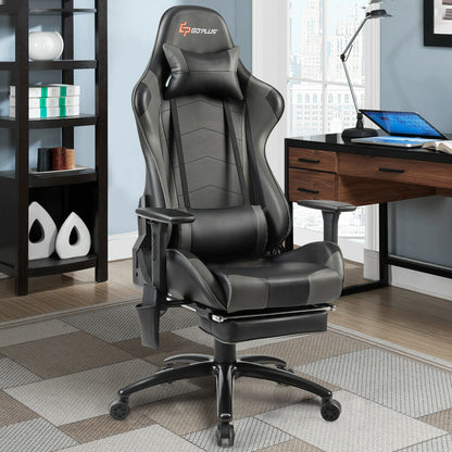 Chaise de jeu ergonomique à dossier haut en cuir PU avec massage