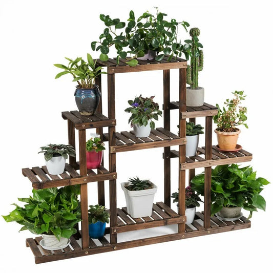 Étagère de rangement pour présentoir de plantes en bois à 6 niveaux