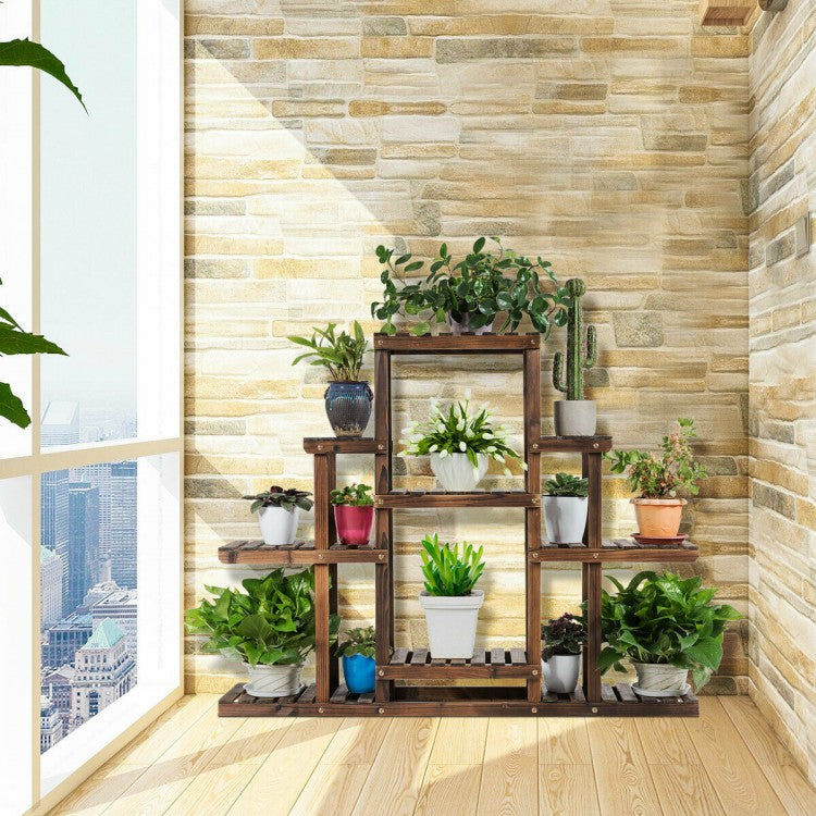 Étagère de rangement pour présentoir de plantes en bois à 6 niveaux