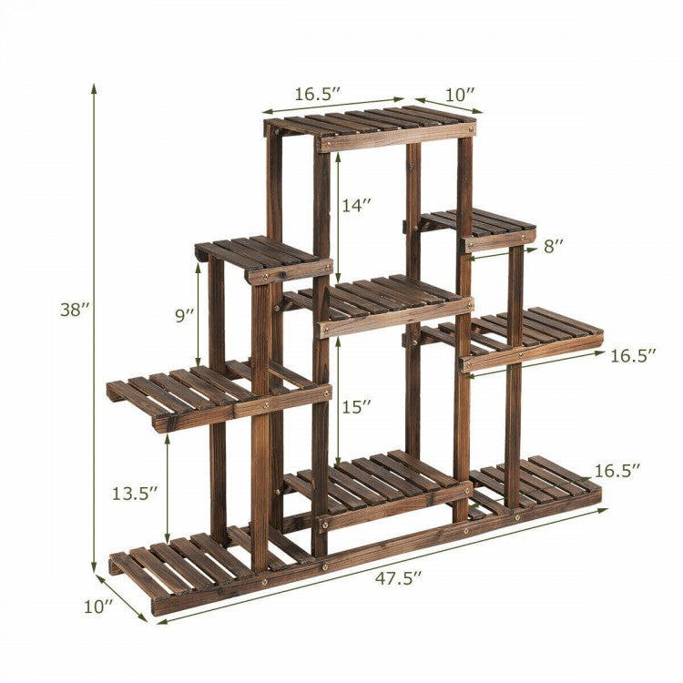 Étagère de rangement pour présentoir de plantes en bois à 6 niveaux