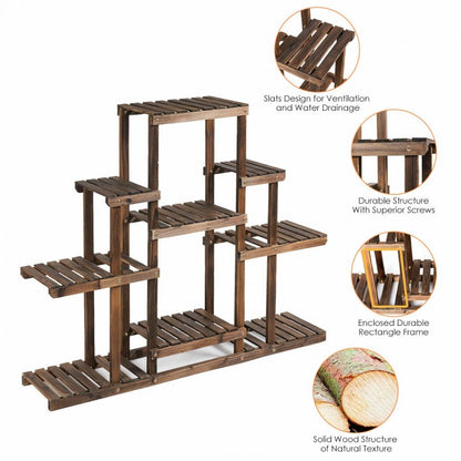 Étagère de rangement pour présentoir de plantes en bois à 6 niveaux