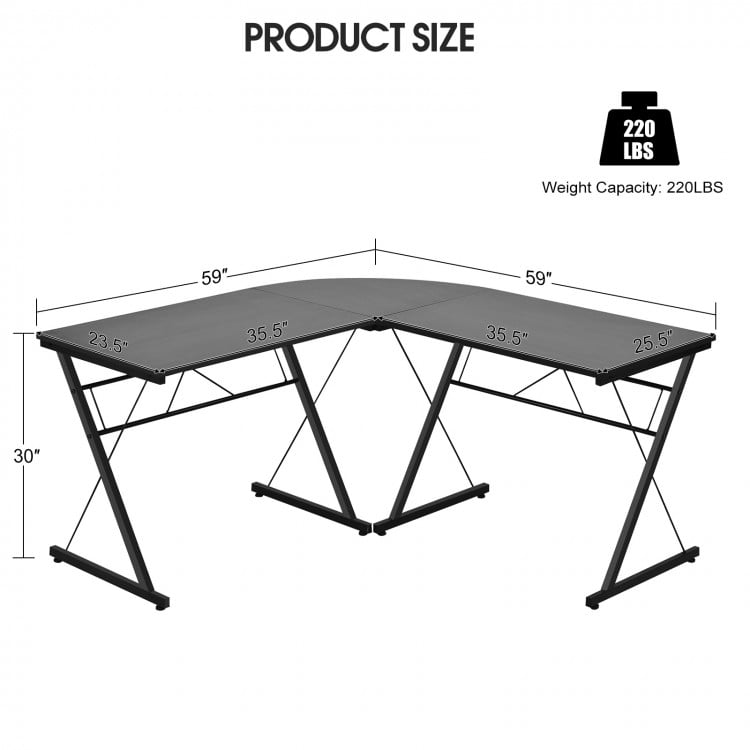 59 Inch L-Shaped Desk Corner Computer Desk with Round Corner