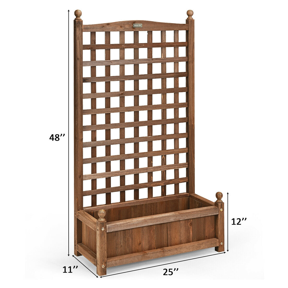 Jardinière autoportante en bois massif avec treillis