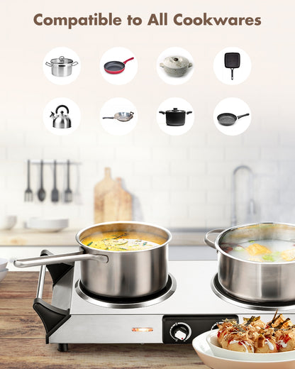 Ceramic Infrared Countertop Stove with Temperature Control and Insulated Cool Handles