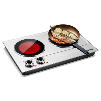 1800W Stainless Steel Infrared Cooktop with Non-slipping Feet and Adjustable Temperature