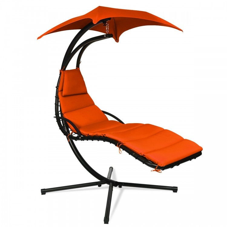 Chaise longue suspendue avec support pivotant et coussin - Orange