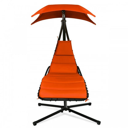 Chaise longue suspendue avec support pivotant et coussin - Orange