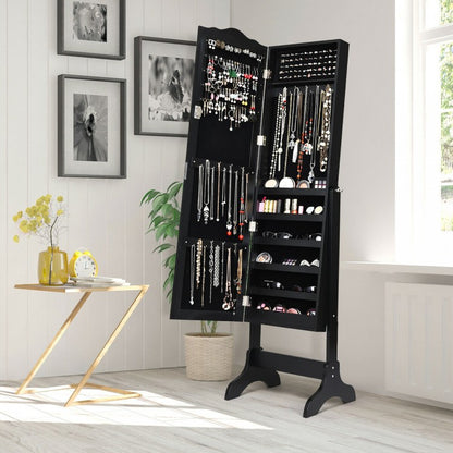 Armoire à bijoux verrouillable avec miroir, boîte de rangement pour organisateur d'armoire