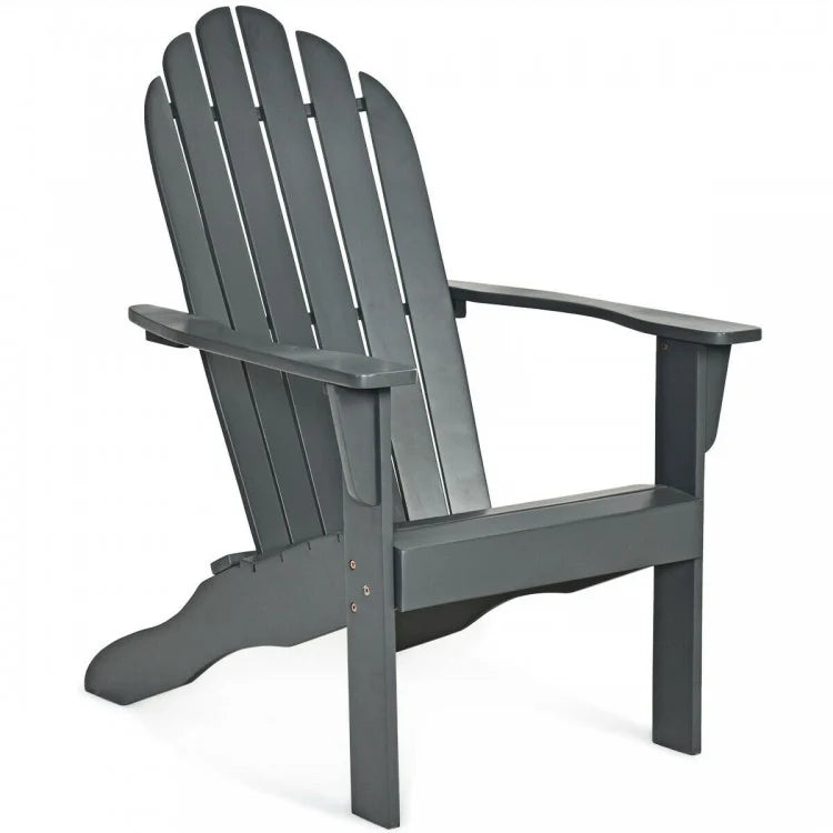 Chaise Adirondack d'extérieur en bois d'acacia au design ergonomique - Gris