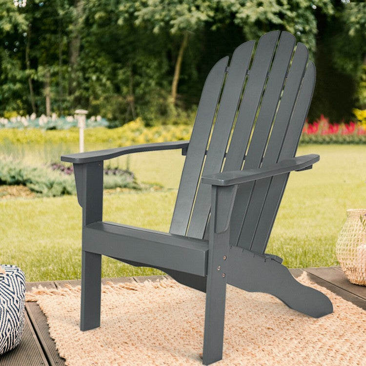 Chaise Adirondack d'extérieur en bois d'acacia au design ergonomique - Gris