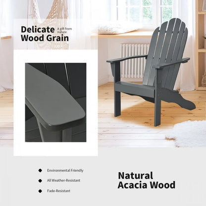 Chaise Adirondack d'extérieur en bois d'acacia au design ergonomique - Gris