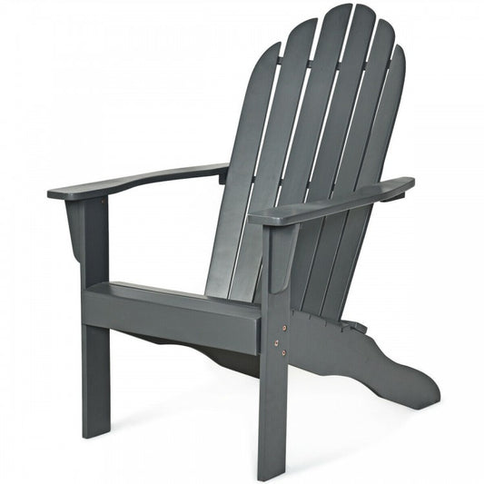 Acacia Wood Outdoor Adirondack Chair with Ergonomic Design-Gray