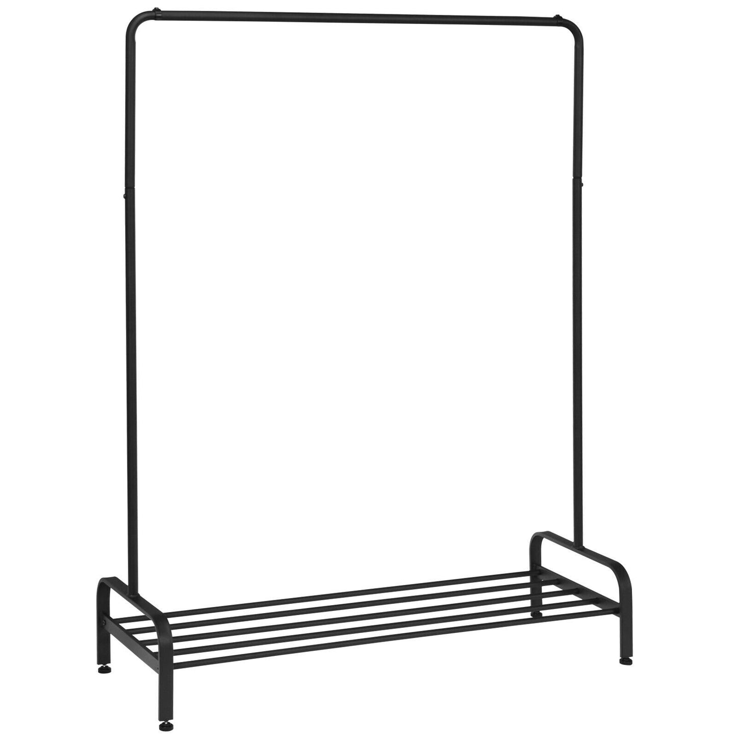 Heavy Duty Clothes Stand Rack with Top Rod and Lower Storage Shelf-Black