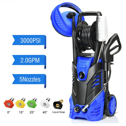 3000 PSI Electric High Pressure Washer With Patio Cleaner -Blue