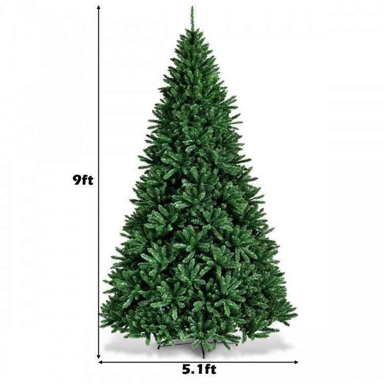 Sapin de Noël artificiel en PVC de qualité supérieure avec charnière de 9 pieds et support en métal massif