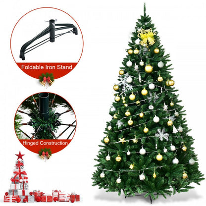 9 Feet Hinged Premium Artificial PVC Christmas Tree with Solid Metal Stand